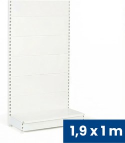 Regał sklepowy jednostronny, pełne ścianki, 1900 x 1000 x 450 mm, podstawowy, biały