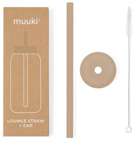Silikonowa słomka z wieczkiem i szczoteczką w komplecie Milk Coffee – Muuki