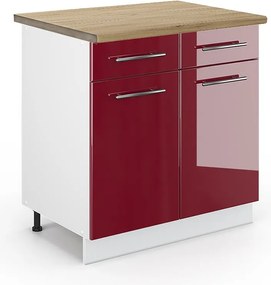 Szafka dolna do kuchni bordowa czerwień wysoki połysk 80x60x82 fame-line