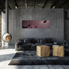 Obraz kwiatu z motylem (170x50 cm)