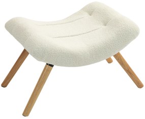 HOMCOM Nowoczesna stopka z drewnianymi nogami i pokryciem z fleece, tapicerowana, do salonu, sypialni, przedpokoju, Kremowobiały