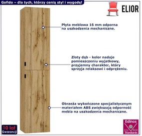 Wiszący dwudrzwiowy słupek łazienkowy złoty dąb - Olia 12X