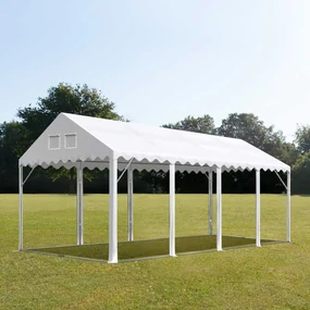 TOOLPORT 4x8 m Namiot imprezowy bez ścian bocznych, plandeka PVC, biały, z ramą podłogową - (1060)