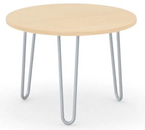 Okrągły stolik kawowy SPIDER, średnica 60 cm, szaro-srebrna podstawa, buk