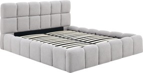 Łóżko Tapicerowane 160x200 cm MURCJA ze Stelażem i Pojemnikiem Dwuosobowe Boucle Szare