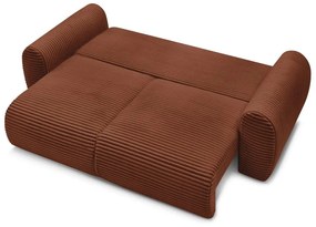 Ceglasta sztruksowa rozkładana sofa 257 cm Lucien – Bobochic Paris