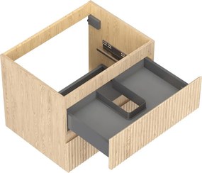 Mexen Rivel szafka łazienkowa podumywalkowa 60 cm, 2 szuflady, ryflowana , dąb - 91A20-06047-2-BFF81