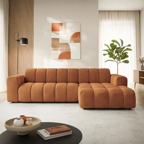 Masseno Narożnik SETIA Prawostronny L-Kształtny, Nowoczesna Sofa narożna, Tkanina Strukturalna - Miedziany, ARAGON 56