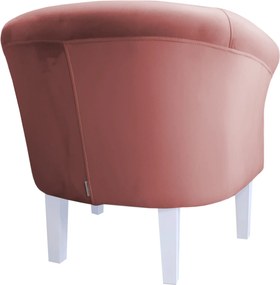Fotel Milo tkanina Welur wygodny fotel tapicerowany do salonu i sypialni : Kolor nogi - Biała, Kolor tkaniny - VELVET - MG58, Wysokość nogi - 20 cm