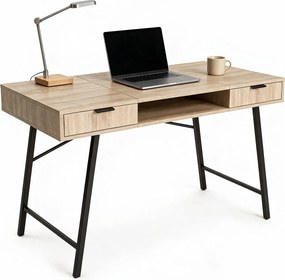 Loftowe biurko z szufladami dąb sonoma + czarny 120 cm F1-K82