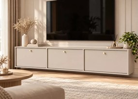 Wisząca szafka RTV Daily 180 cm 3-drzwiowa beż / eukaliptus / czarna