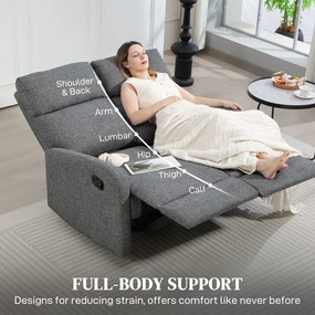 HOMCOM 2-osobowa sofa z regulowanymi oparciami, podnóżek, materiałowa tapicerka, stal, Szary