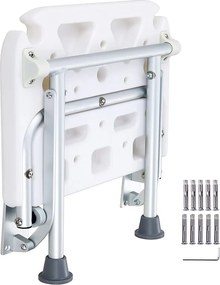 Składana Krzesło Do Pryszniców z PE SucceBuy, 40 x 38 cm, Montaż Ścienne 227 kg, Oszczędność Miejsca dla Wszystkich grup Wiekowych w Domu