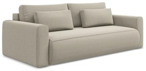 Beżowa aksamitna rozkładana/ze schowkiem sofa 238 cm Kapua – Makamii