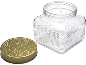 Altom Zestaw szklanych pojemników z złotą pokrywką Daisy 1,3 l, 4 szt., 1,3 l