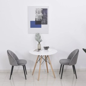 HOMCOM Zestaw 2 Krzesła Jadalniane Kuchenne Biurowe Aksamitne Oparcie Metalowe Szare | Aosom PL