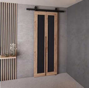 Drzwi Przesuwne QUDIO M1 Dąb Craft Złoty + Czarny 60