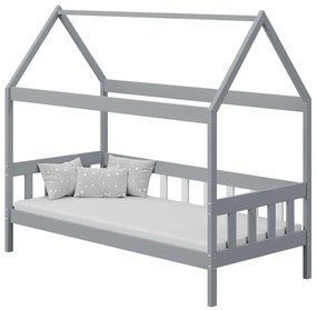 Szare łóżko dla dzieci ze stelażem i materacem B7-W39