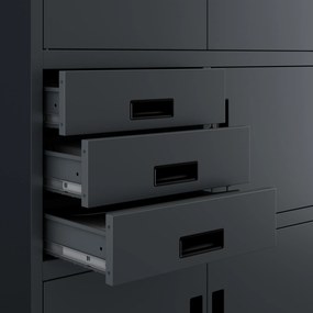 Biurowa szafa metalowa z sejfem na akta i dokumenty FILIP II, 900 x 1850 x 400 mm, antracytowa