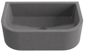 Umywalka betonowa półokrągła wisząca / nablatowa bez otworu na baterię 49 x 30 cm PALANGA | różne kolory : Kolor - Popielaty, Typ montażu - podwieszana