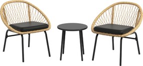 Outsunny Zestaw mebli ogrodowych z rattanu, zestaw bistro, 2 krzesła &amp; stół, Żółty