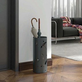 HOMCOM Stojak na Parasole, Stal, Kolumnowy, Wyjmowane Dno, Ø17 x 41H cm, Szary