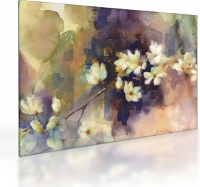 Obraz na szkle - Białe magnolie, malarstwo (70x50 cm)