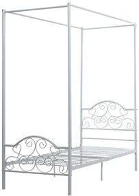 Łóżko z baldachimem LEYNA - 90x190cm - Metal - Kolor biały