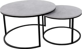 Komplet dwóch stolików kawowych loft szary + czarny B5-F29