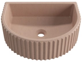 Umywalka betonowa podwieszana / nablatowa półokrągła bez otworu na baterię 45 x 36 cm MUSLIN | różne kolory : Kolor - Różowy, Typ montażu - nablatowa
