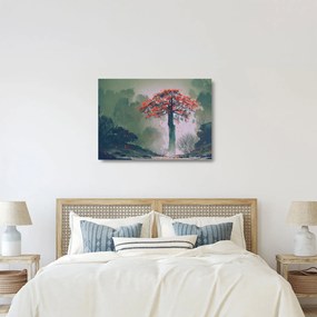 Obraz na szkle samotnego czerwonego drzewa (70x50 cm)
