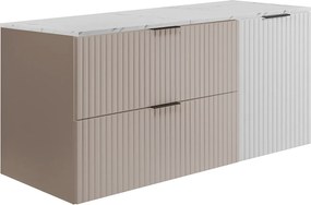 Wandhängender Badezimmerschrank, Kaschmir /weißem Marmor (MDF), 120 x 57 x 46 cm