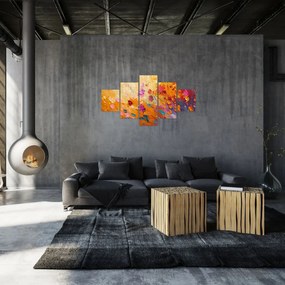Obraz - Malowanie kolorowych kwiatów (125x70 cm)