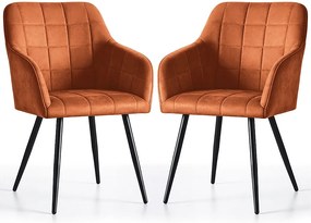 2x Krzesło tapicerowane z przeszyciami kwadratowymi Miedziane LUXANO Czarne nogi