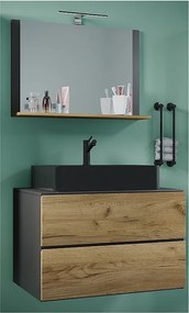 umywalka do mebli łazienkowych Lendas Antracyt / dąb miodowy W. 124 x S. 80 x G. 52 cm