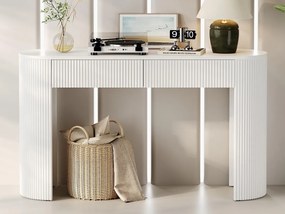 Stół konsolowy 120x33x76cm - z 2 szufladami - Zaokrąglone rogi - MDF - Biały