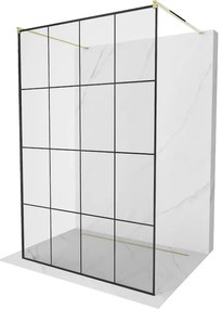 Mexen Kioto ścianka prysznicowa wolnostojąca 130 x 200 cm, czarna kratka 8 mm, złota - 800-130-002-50-77