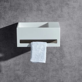 Umywalka ścienna BA2105Odlew mineralny - Biały mat - 35,5 x 20 x 16 cm - Wersja lewa i prawa