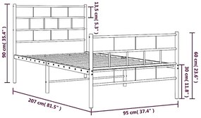 Czarne Pojedyncze Łóżko 90X200 Delisado