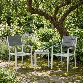 Krzesła ogrodowe Caprila - zestaw 2 szt. na taras i balkon, kolor biało-szary