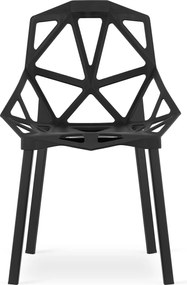 Zestaw jadalniany 1 + 4, stół TESSA 120x60 cm czarny/dekor dąb + czarne plastikowe krzesło ESSEN