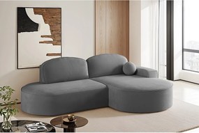 Narożnik z funkcją spania i pojemnikiem Modena Runden, tkanina Salvador, Antracytowy, Prawy