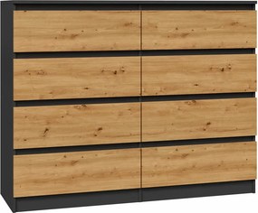 Wysoka komoda z szufladami antracyt + dąb artisan P5-Z64