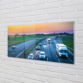 Szklany Panel Autostrada niebo auta