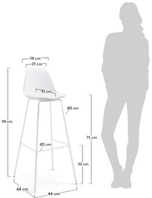 Biały hoker z imitacji skóry (wysokość siedziska 75 cm) Brighter – Kave Home