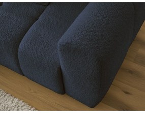 Niebieski rozkładany/ze schowkiem narożnik z materiału bouclé (lewostronny/z szezlongiem) Roxelane – Bobochic Paris