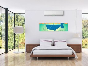 Obraz - Wesoły wieloryb w morzu (170x50 cm)