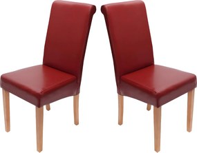 Krzesło do jadalni Lecce II (zestaw 2 sztuk), czerwony, jasne nogi