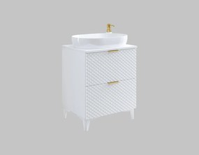 Szafka pod umywalkę nablatową LAURA 2S 60cm biała mat HELVETIA