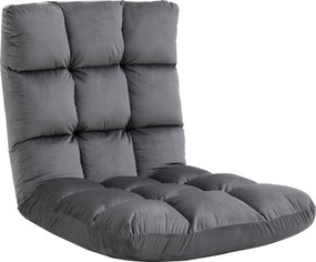 HOMCOM Fotel Materac Gościnny Welurowy Regulowane Oparcie Szary 55x71x53 5 cm Komfort i Styl | Aosom PL